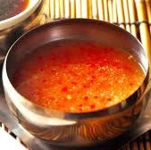 A plate of chili sauce